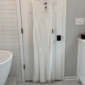 Lulus Alessandra White Beaded Sleeveless Mermaid Maxi Wedding Dress Size XL NWT